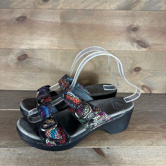 dansko sophie womens size 38 shoes multicolor slip on wedge comfort sandals - Picture 1 of 8
